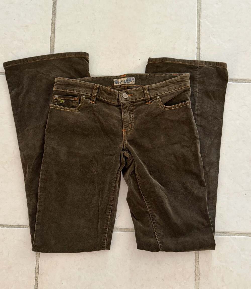Y2K Sans Souci American Style Jeans Brown Corduroy Flare Pants Style #16P-165